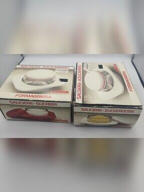 NOS? Valira Spain Cheese Sugar Sauce Parmesan Servers MOD Set Of 2